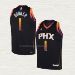 Camiseta Devin Booker NO 1 Nino Phoenix Suns Statement 2022-23 Negro