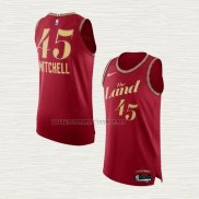 Camiseta Donovan Mitchell NO 45 Cleveland Cavaliers Ciudad Autentico 2023-24 Rojo