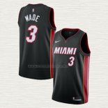 Camiseta Dwyane Wade NO 3 Miami Heat Icon Negro