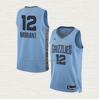 Camiseta Ja Morant NO 12 Memphis Grizzlies Statement 2022-23 Azul