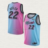 Camiseta Jimmy Butler NO 22 Miami Heat Ciudad 2020-21 Azul Rosa