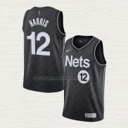 Camiseta Joe Harris NO 12 Brooklyn Nets Earned 2020-21 Negro