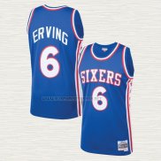 Camiseta Julius Erving NO 6 Philadelphia 76ers Mitchell & Ness 1976-77 Azul