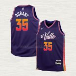 Camiseta Kevin Durant NO 35 Nino Phoenix Suns Ciudad 2023-24 Violeta