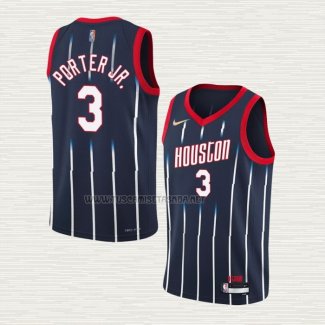 Camiseta Kevin Porter JR. NO 3 Houston Rockets Ciudad 2021-22 Azul