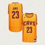 Camiseta LeBron James NO 23 Cleveland Cavaliers Retro Amarillo