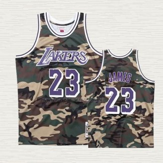 Camiseta Lebron James NO 23 Los Angeles Lakers Camuflaje