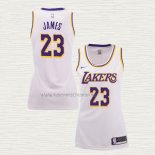 Camiseta Lebron James NO 23 Mujer Los Angeles Lakers Blanco