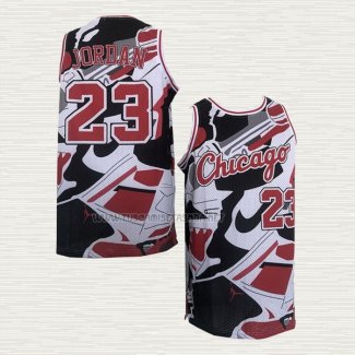 Camiseta Michael Jordan NO 23 Chicago Bulls Blanco Negro Rojo