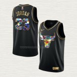 Camiseta Michael Jordan NO 23 Chicago Bulls Golden Edition 2021-22 Negro
