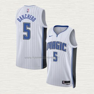 Camiseta Paolo Banchero NO 5 Orlando Magic Association 2022-23 Blanco