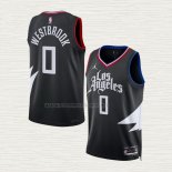 Camiseta Russell Westbrook NO 0 Los Angeles Clippers Statement Negro