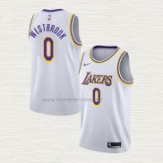 Camiseta Russell Westbrook NO 0 Los Angeles Lakers Association 2021 Blanco