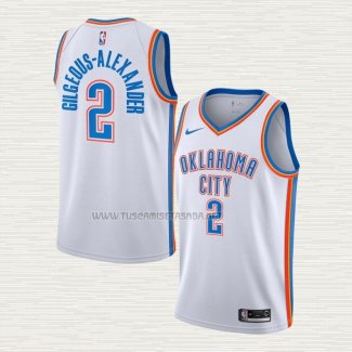 Camiseta Shai Gilgeous-Alexander NO 2 Oklahoma City Thunder Association Blanco