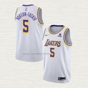 Camiseta Talen Horton-Tucker NO 5 Los Angeles Lakers Association 2021-2022 Blanco