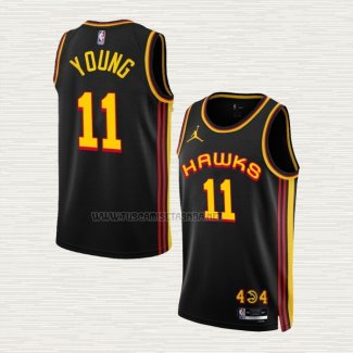 Camiseta Trae Young NO 11 Atlanta Hawks Statement 2022-23 Negro