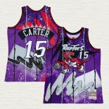Camiseta Vince Carter NO 15 Toronto Raptors Mitchell & Ness 1998-99 Violeta