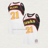 Camiseta Dominique Wilkins NO 21 Atlanta Hawks Mitchell & Ness 1986-87 Blanco