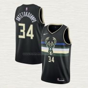 Camiseta Giannis Antetokounmpo NO 34 Milwaukee Bucks Statement 2019-20 Negro