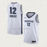 Camiseta Ja Morant NO 12 Memphis Grizzlies Association 2019-20 Blanco