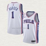 Camiseta James Harden NO 1 Philadelphia 76ers Association Blanco