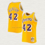 Camiseta James Worthy NO 42 Los Angeles Lakers Mitchell & Ness 1984-85 Amarillo