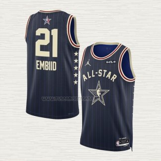 Camiseta Joel Embiid NO 21 Philadelphia 76ers All Star 2024 Azul