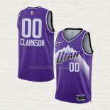 Camiseta Jordan Clarkson NO 00 Utah Jazz Ciudad 2023-24 Violeta