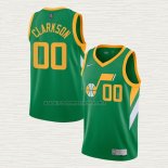 Camiseta Jordan Clarkson NO 00 Utah Jazz Earned 2020-21 Verde