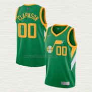 Camiseta Jordan Clarkson NO 00 Utah Jazz Earned 2020-21 Verde