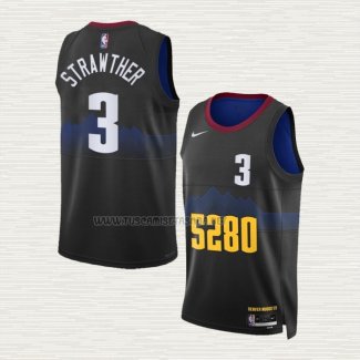 Camiseta Julian Strawther NO 3 Denver Nuggets Ciudad 2023-24 Negro