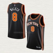 Camiseta Kemba Walker NO 8 New York Knicks Ciudad 2021-22 Negro