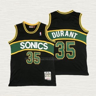 Camiseta Kevin Durant NO 35 Seattle SuperSonics Mitchell & Ness 2007-08 Negro