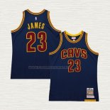 Camiseta LeBron James NO 23 Cleveland Cavaliers Mitchell & Ness 2015-16 Azul