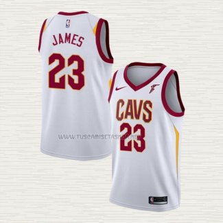 Camiseta Lebron James NO 23 Cleveland Cavaliers Association 2017-18 Blanco