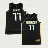 Camiseta Luka Doncic NO 77 Dallas Mavericks Golden Edition 2020-21 Negro