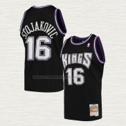 Camiseta Peja Stojakovic NO 16 Sacramento Kings Mitchell & Ness 2001-02 Negro