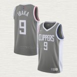 Camiseta Serge Ibaka NO 9 Los Angeles Clippers Earned 2020-21 Gris