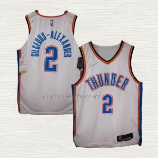 Camiseta Shai Gilgeous-Alexander NO 2 Oklahoma City Thunder Association Autentico Blanco