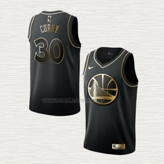Camiseta Stephen Curry NO 30 Golden State Warriors Golden Edition Negro