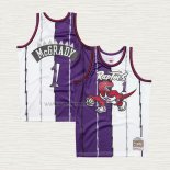 Camiseta Tracy Mcgrady NO 1 Toronto Raptors Mitchell & Ness Split 1998-99 Violeta Blanco