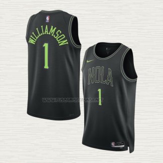 Camiseta Zion Williamson NO 1 New Orleans Pelicans Ciudad 2023-24 Negro