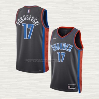 Camiseta Alekse Pokusevski NO 17 Oklahoma City Thunder Ciudad 2022-23 Gris