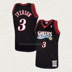 Camiseta Allen Iverson NO 3 Philadelphia 76ers Mitchell & Ness 1997-98 Negro2
