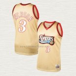 Camiseta Allen Iverson NO 3 Philadelphia 76ers Mitchell & Ness 1997-98 Oro