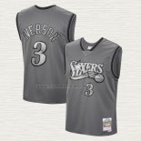 Camiseta Allen Iverson NO 3 Philadelphia 76ers Mitchell & Ness 2000-01 Gris