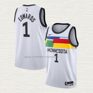 Camiseta Anthony Edwards NO 1 Minnesota Timberwolves Ciudad 2022-23 Blanco