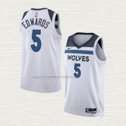 Camiseta Anthony Edwards NO 5 Minnesota Timberwolves Association 2022-23 Blanco