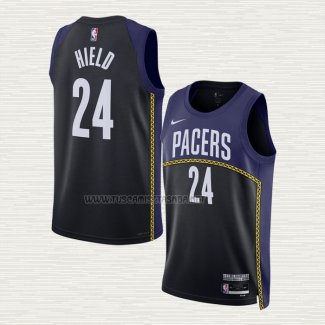 Camiseta Buddy Hield NO 24 Indiana Pacers Ciudad 2022-23 Azul