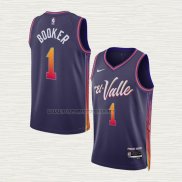 Camiseta Devin Booker NO 1 Phoenix Suns Ciudad 2023-24 Violeta